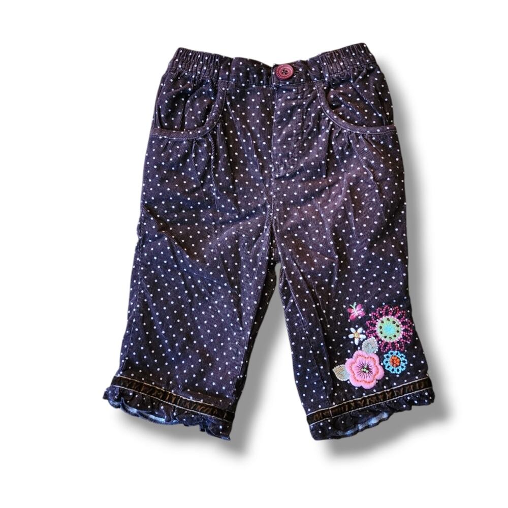 Vintage The Children's Place Polka Dot and Embroidered Corduroy Pants